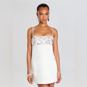 Retrofete White Mini Dress with Silver Accents